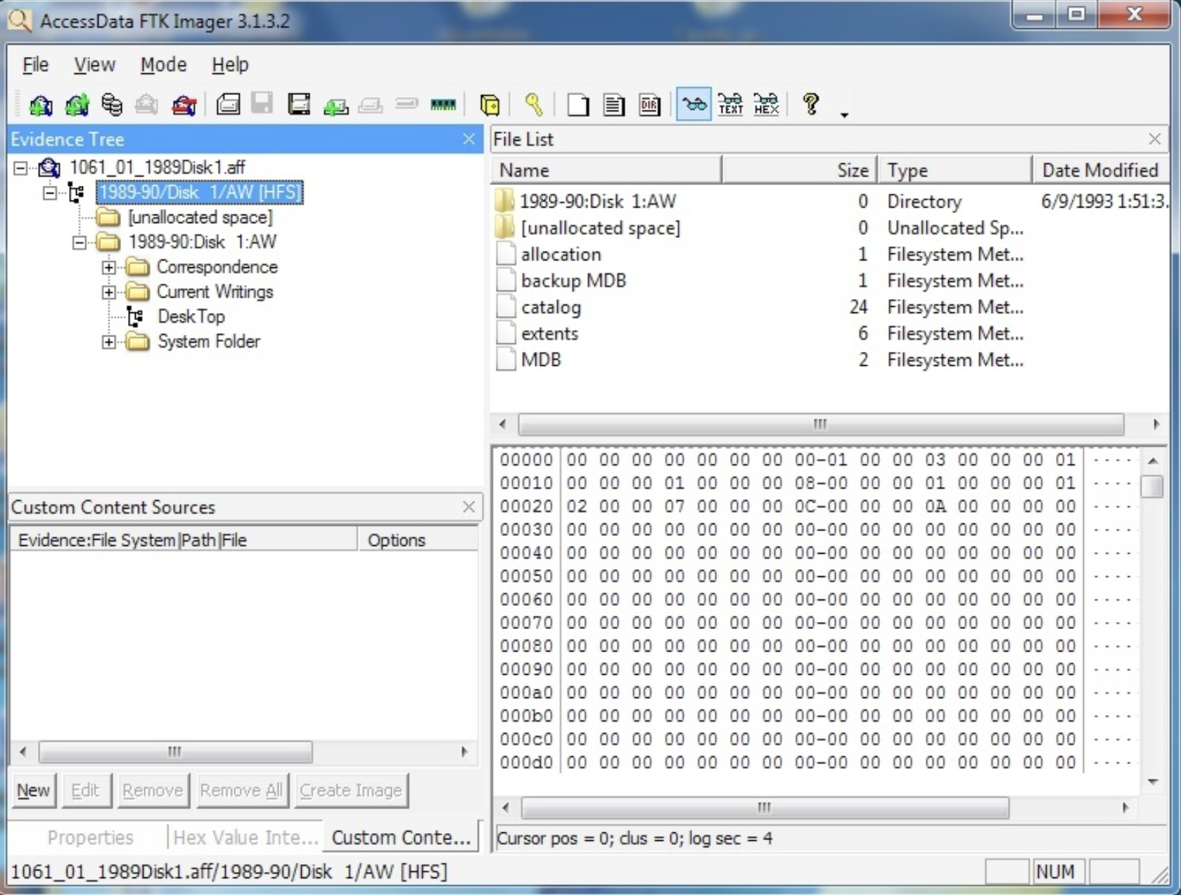 Screen capture of Forensic Toolkit