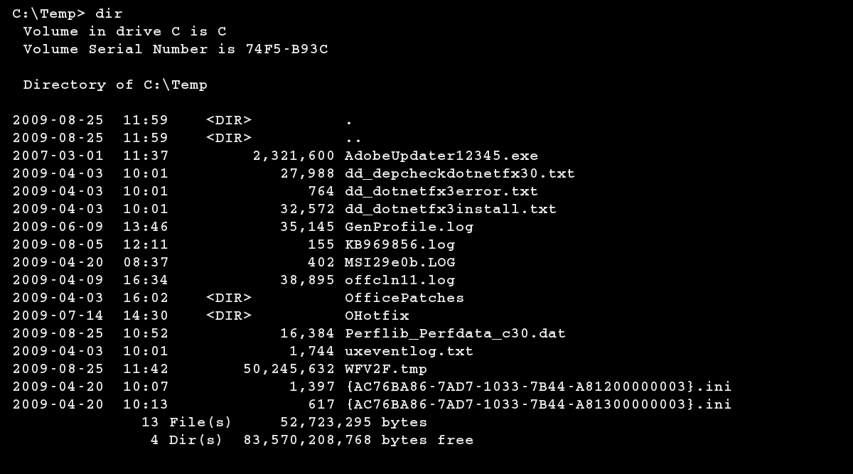 Mac terminal using zsh shell, with the command ls (list)